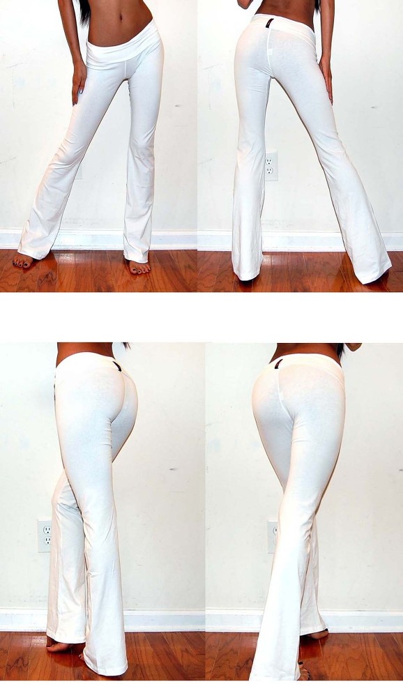 white flared joggers