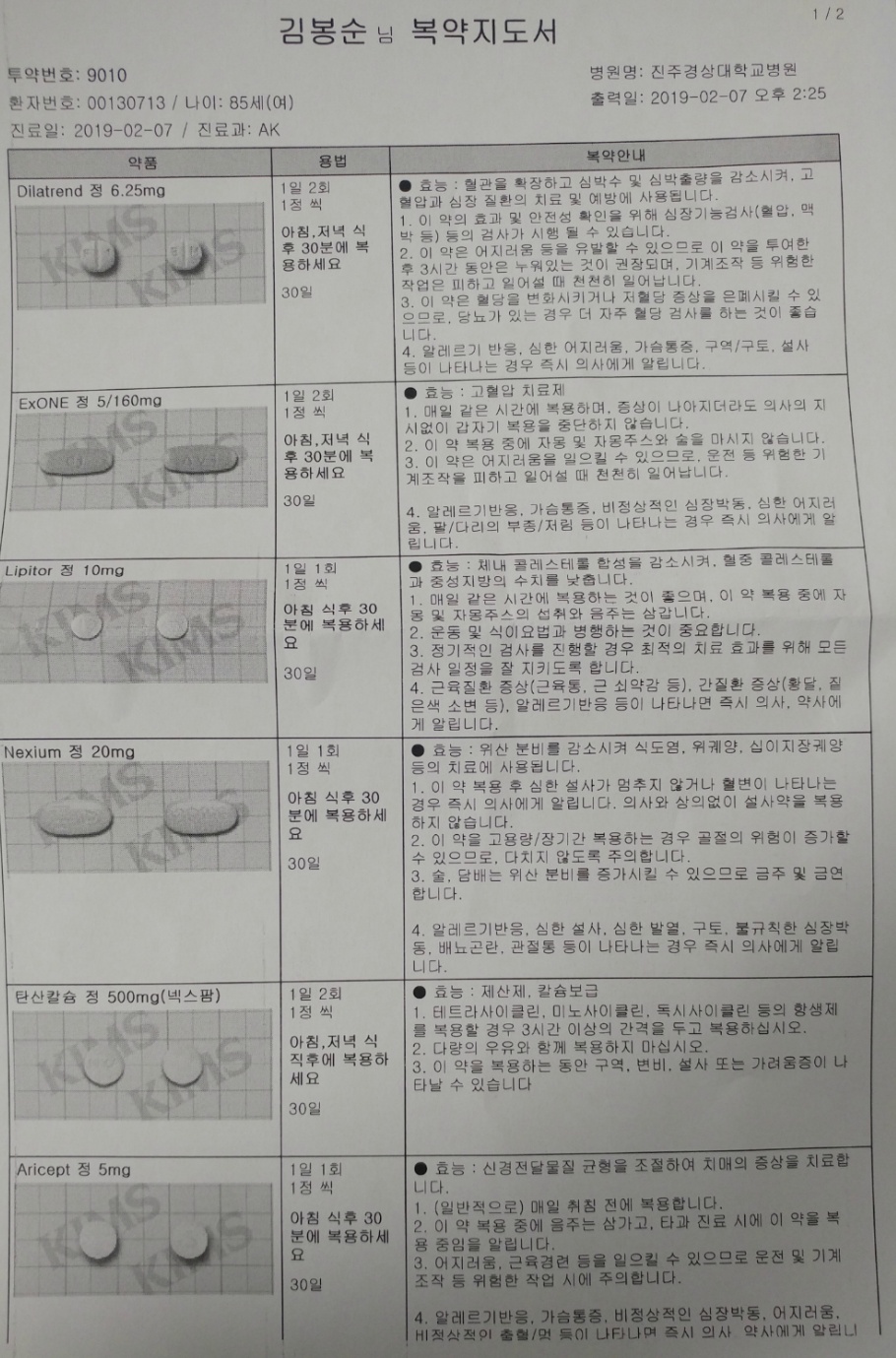 무명초 어머님의 병간호 일기 2월.
